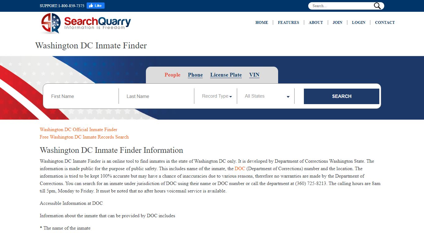 Free Washington DC Inmate Finder | SearchQuarry.com
